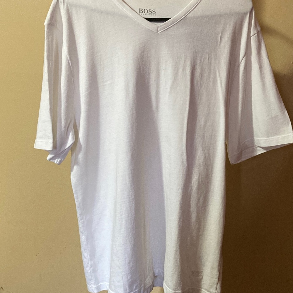 BOSS Classic White V-Neck Tee